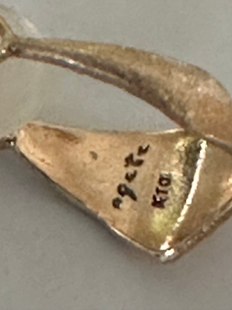 agate アガット　K10 刻印あり　幾何学的 フープピアス チャーム