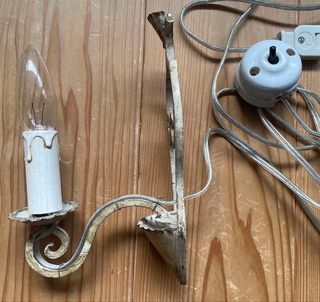 ブラケット　ライト　インテリア　ロウソク型　ヴィンテージ　陶スイッチ　照明　壁