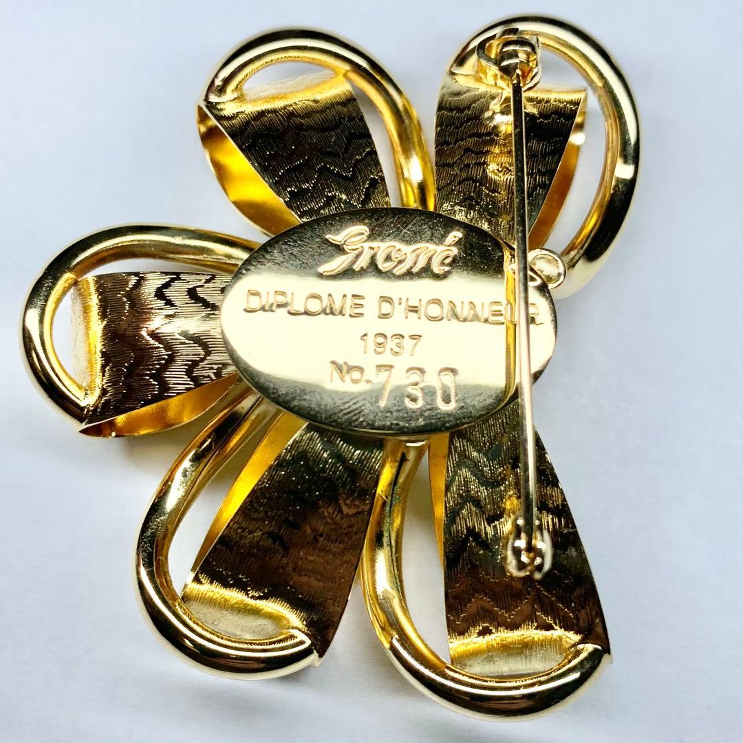 希少 Grosse DIPLOME D'HONNEUR ブローチ リボンフラワー