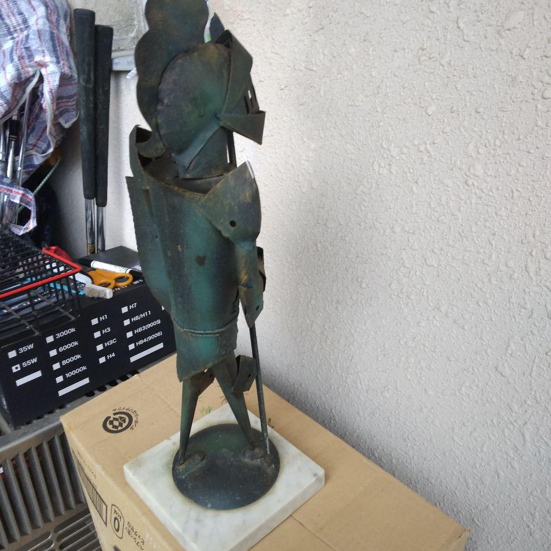 金属製 騎士像 大理石ベース 約30cm