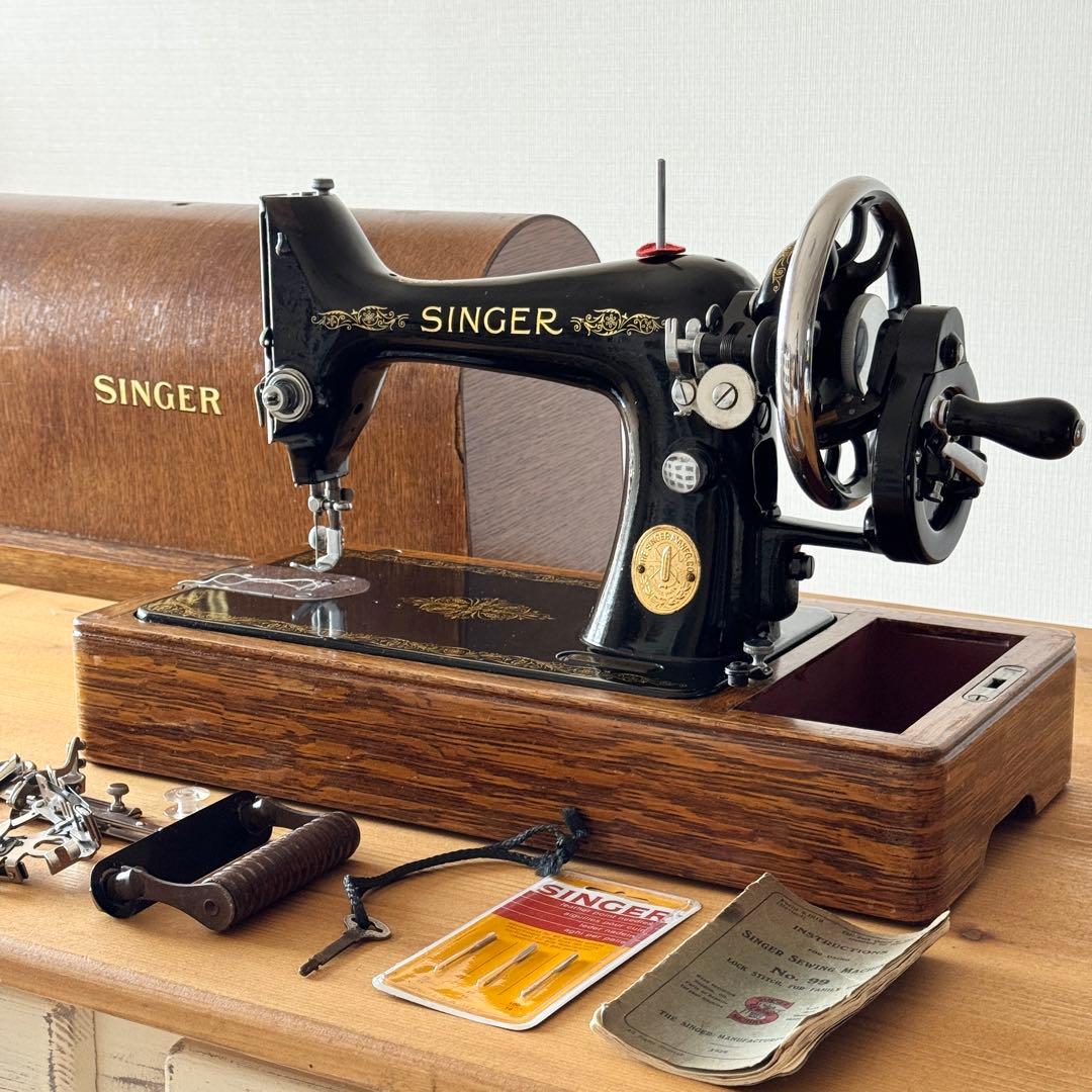 付属品多数｜縫えるアンティークミシン｜SINGER 99K 手回しミシン