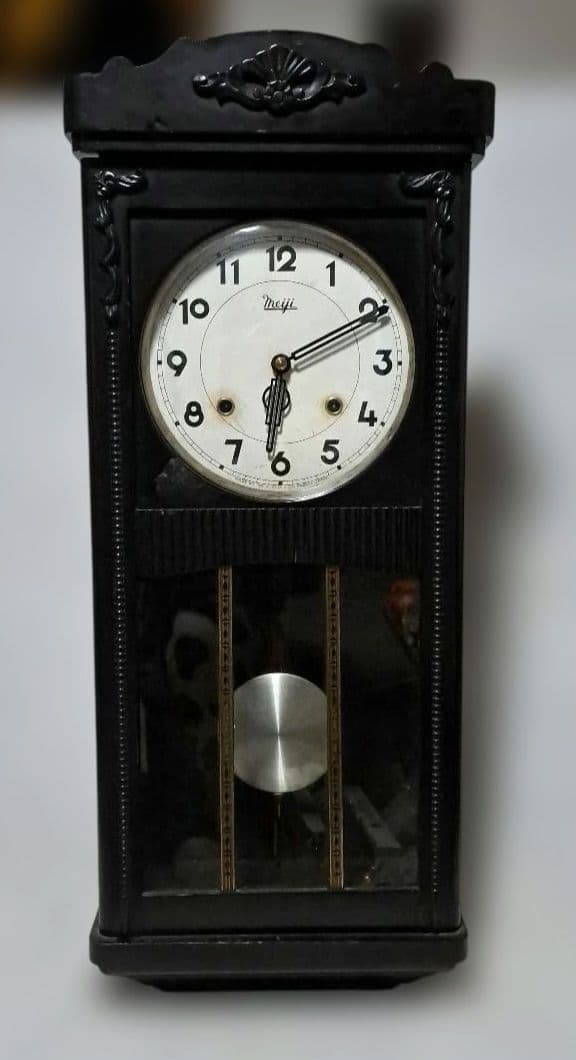 【希少 稼働品】meiji 明治 大型 掛時計ゼンマイ式 昭和レトロ