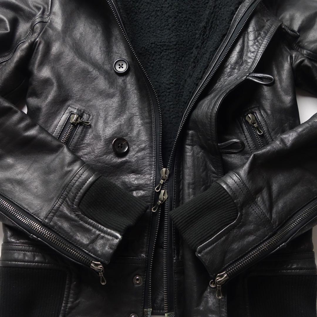 ジャケット・アウター 00s SHELLAC Cow Military Leather Jacket
