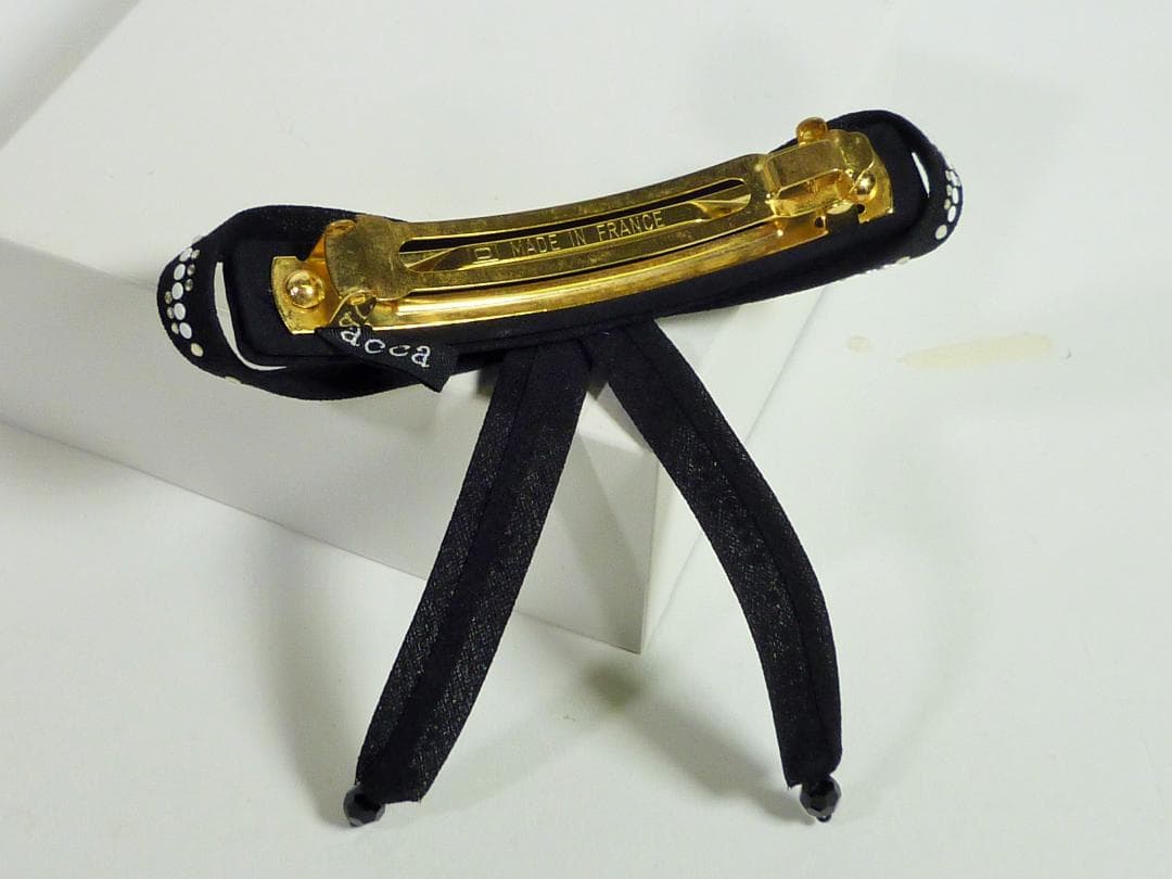 【acca/アッカ】バレッタ　リボン　黒　フランス製