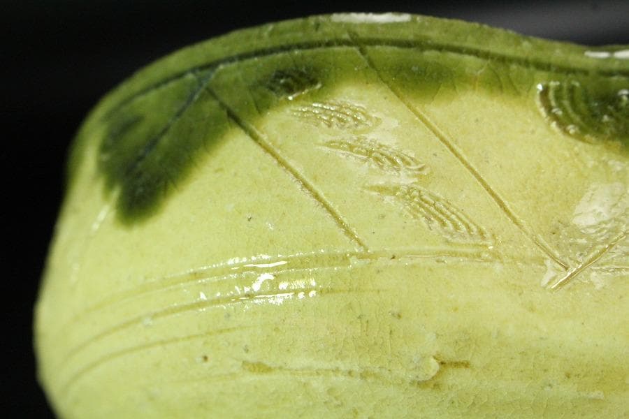 茶道具 叶光夫造 線掘茶碗 共箱 共布 京焼 和食器(K-YC494)