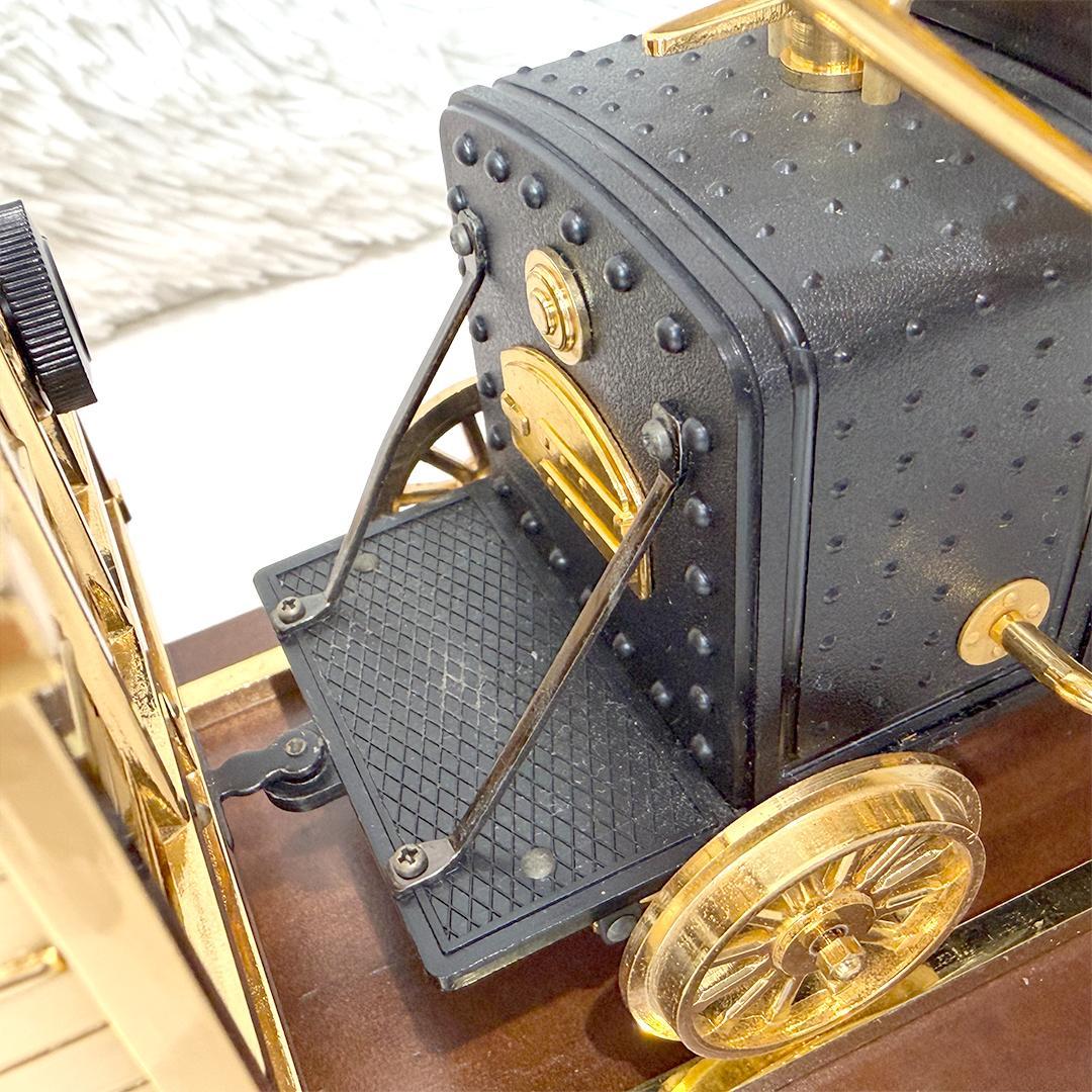 美品 ロバート・スチーブンソン 蒸気機関車 ロケット号 置時計 ケース付 レトロ