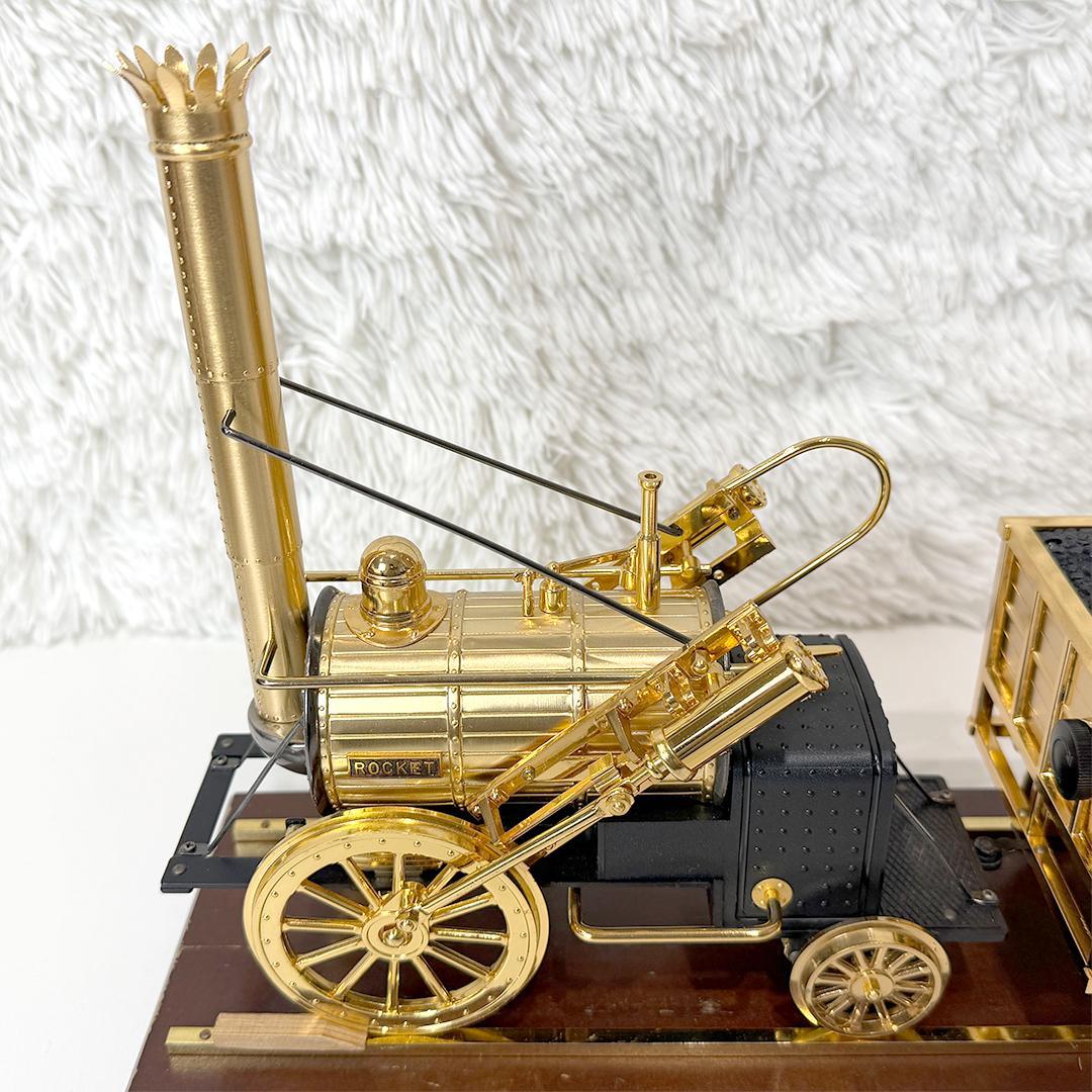 美品 ロバート・スチーブンソン 蒸気機関車 ロケット号 置時計 ケース付 レトロ