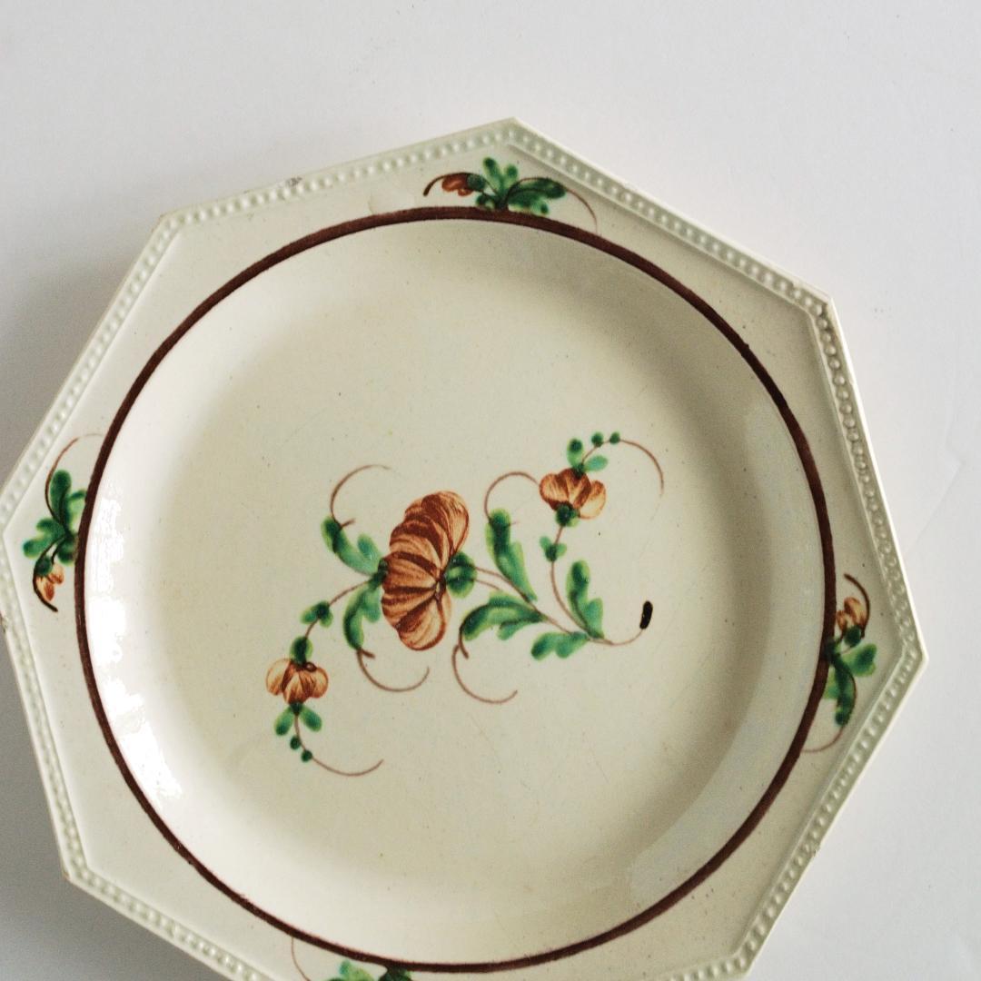 ファイアンスフィン オクトゴナル 花絵皿 C