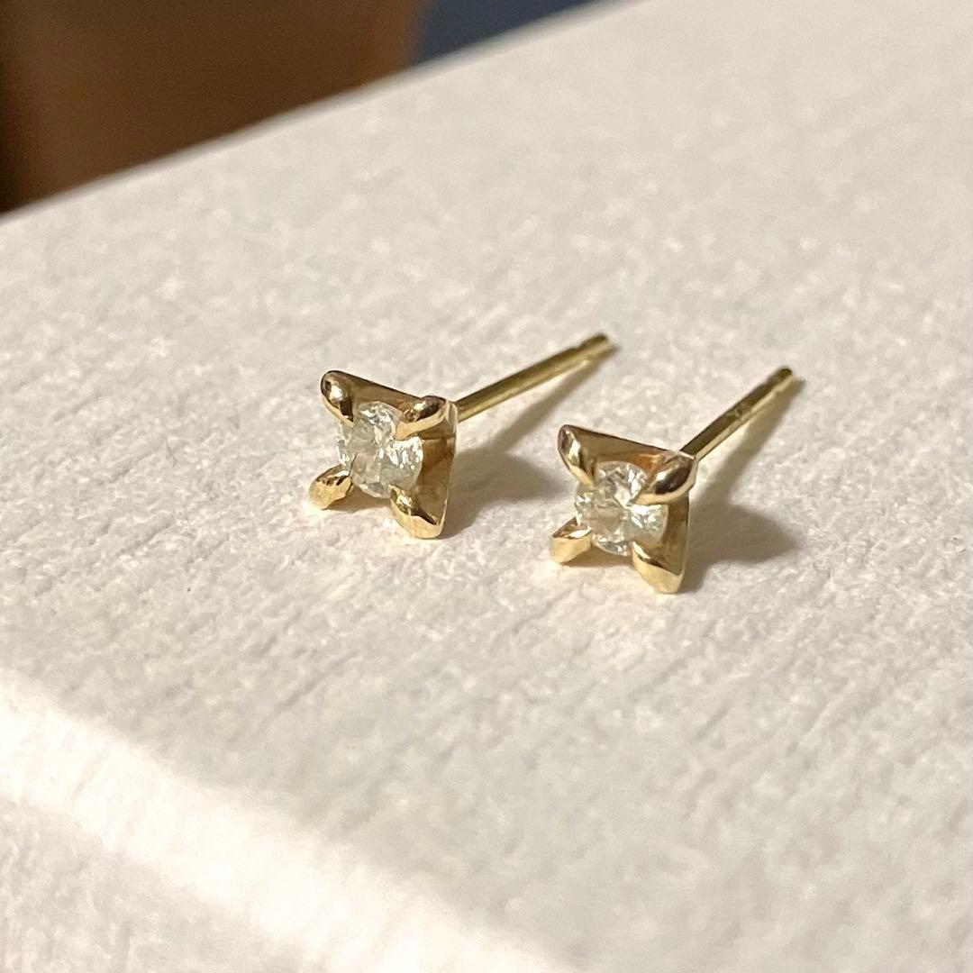 【美品】クロチェ　cloche　ダイヤピアス　K18