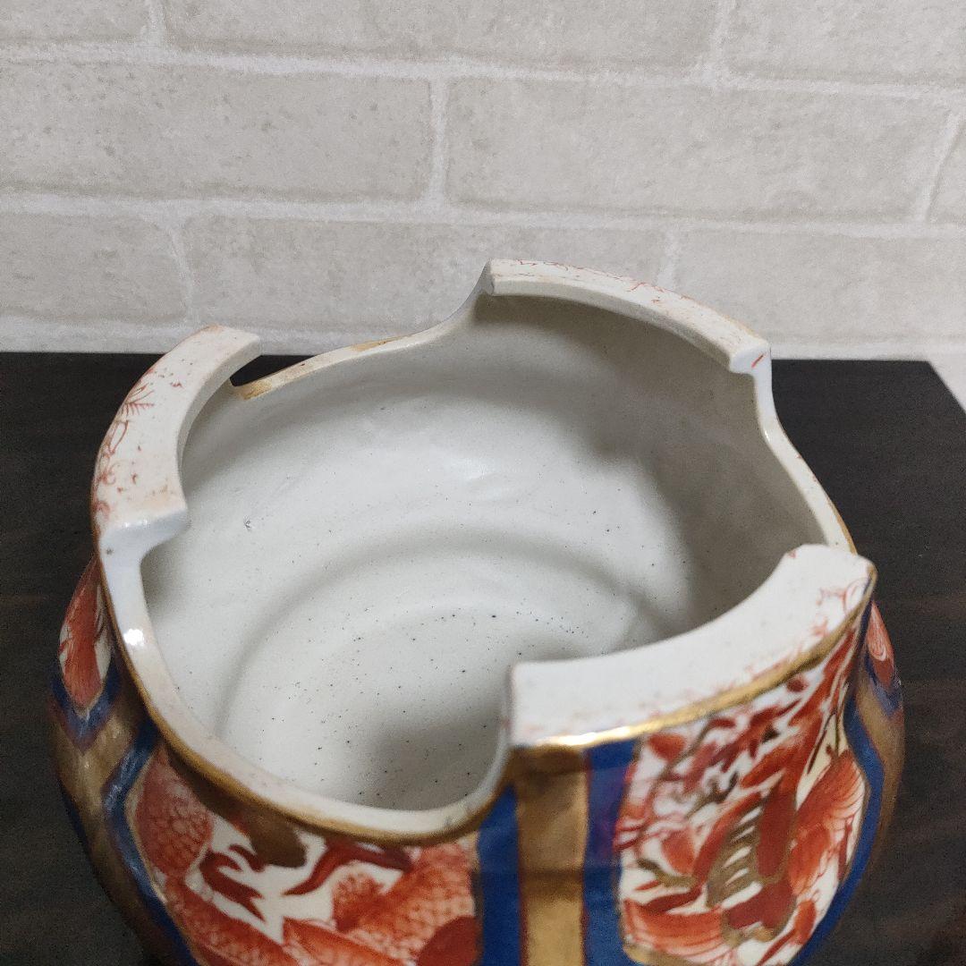 金彩 龍 鳳凰 沈香壺 飾壺 高さ46.5cm 古美術 骨董品