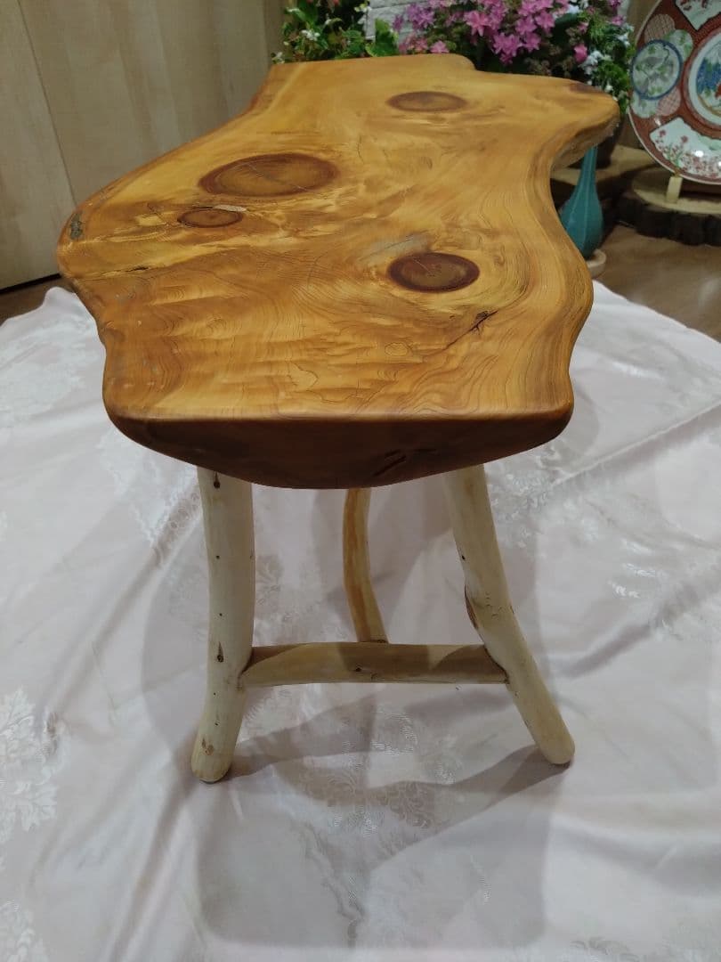 檜のローテーブル⑬値下げ❕樹齢約100年総檜造り耳付テーブル　リビング、ソファー