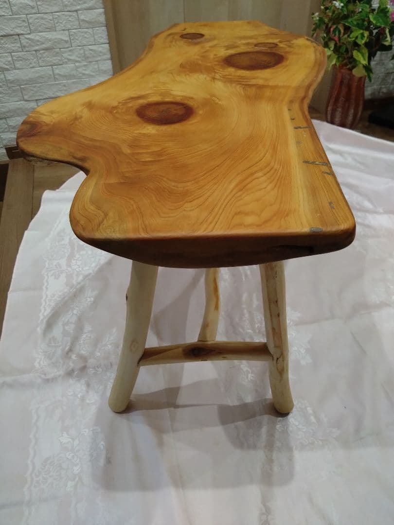 檜のローテーブル⑬値下げ❕樹齢約100年総檜造り耳付テーブル　リビング、ソファー