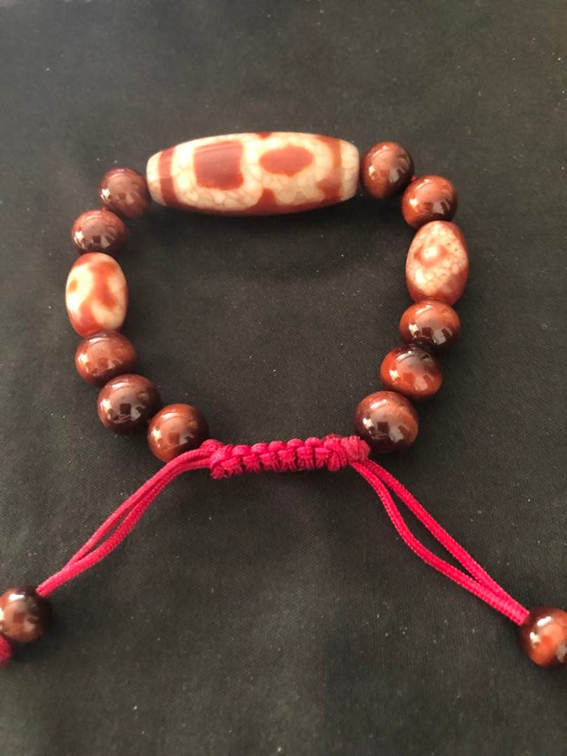 西蔵老礦龍紋一眼財神、星辰金剛天地、如意二眼天珠ブレスレット（念珠）