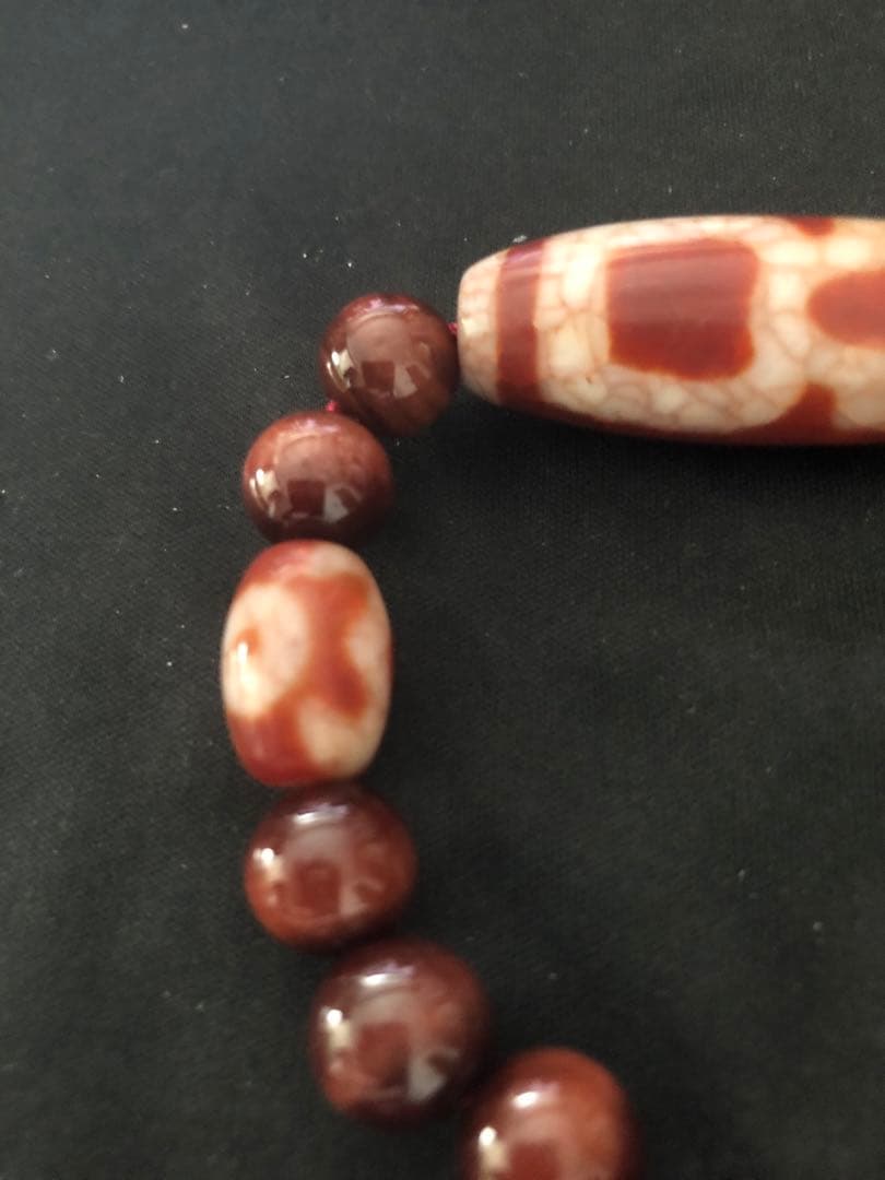 西蔵老礦龍紋一眼財神、星辰金剛天地、如意二眼天珠ブレスレット（念珠）