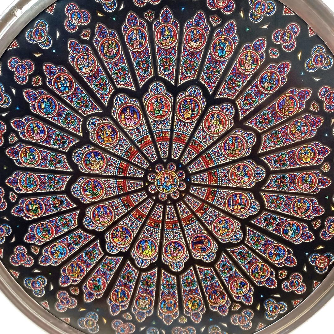 大判ノートルダム大聖堂(パリ)ステンドグラス 北のバラ窓 グラスマスターズr72