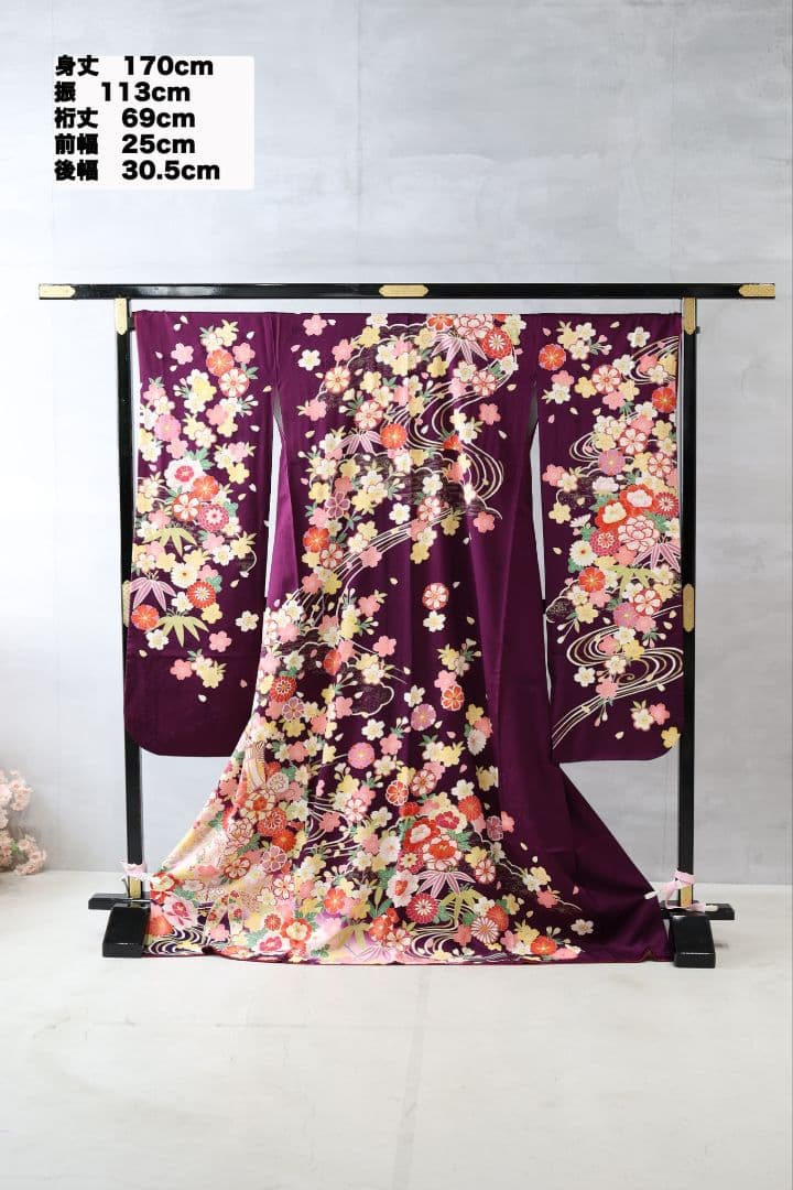【成人式】紫色正絹振袖 フルセット｜30万円クラス相当｜一点もの