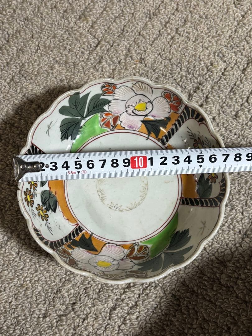 古伊万里 江戸中期〜後期 色絵柘榴文菊花形 草花文 なます皿 手描き 染付 希少