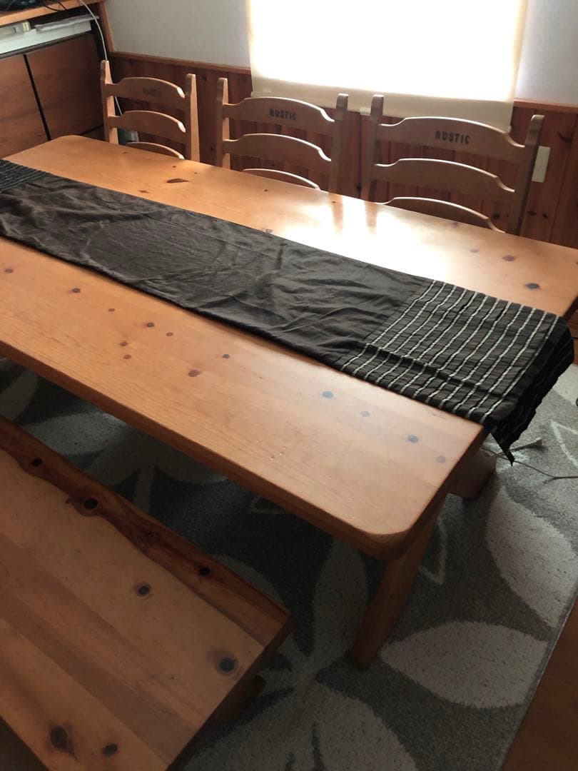 ダイニングテーブル（200cm）　ベンチ椅子セット【引取限定】