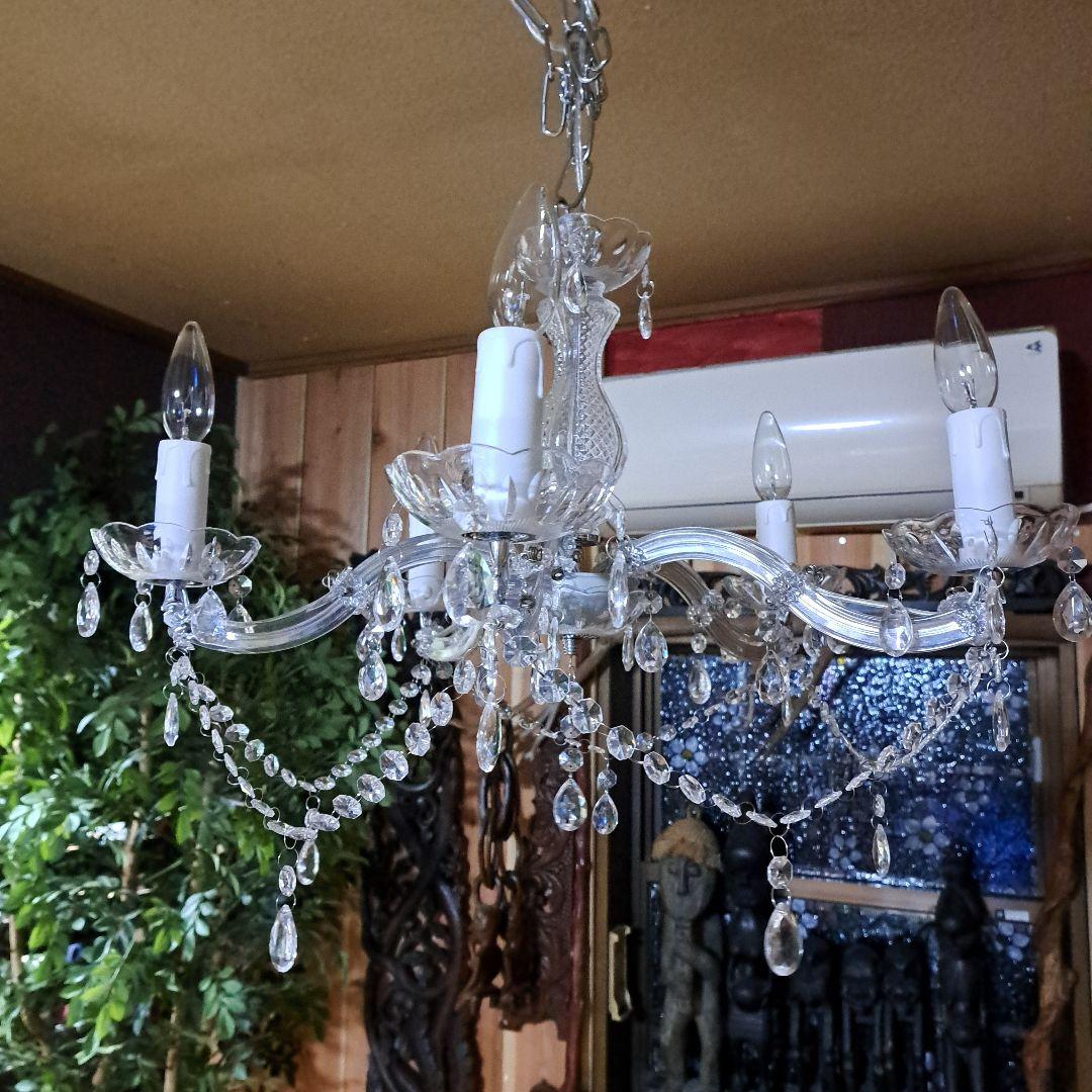 ♡♡新品未使用　エグロ．ジャパン　クリスタルガラスシャンデリア５灯♡♡