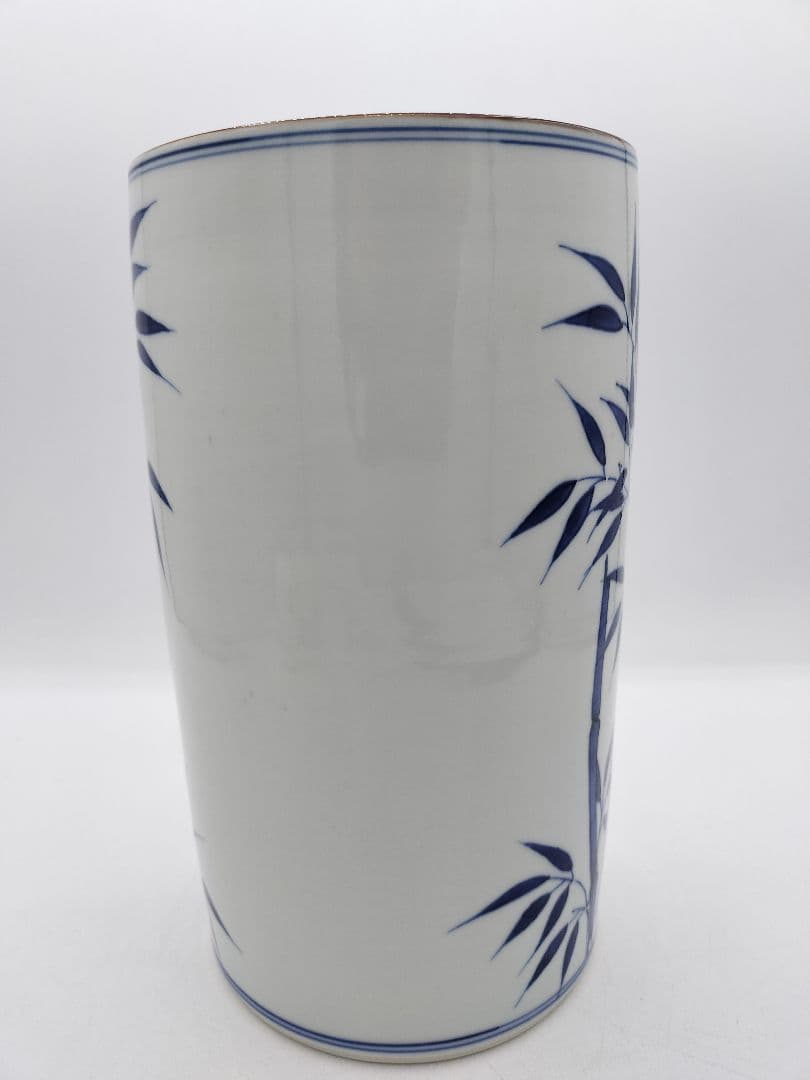 c537 【新品・未使用】細水指 染付 竹 平安手塚祥堂 茶道具