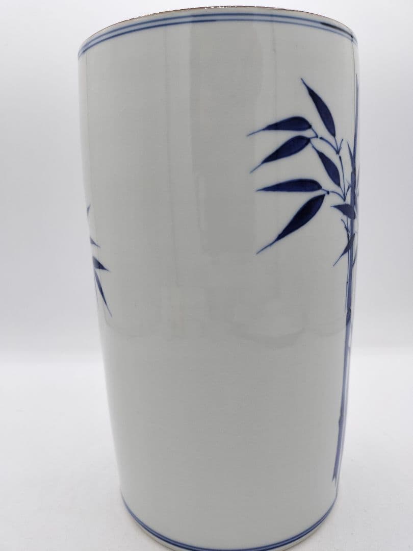 c537 【新品・未使用】細水指 染付 竹 平安手塚祥堂 茶道具