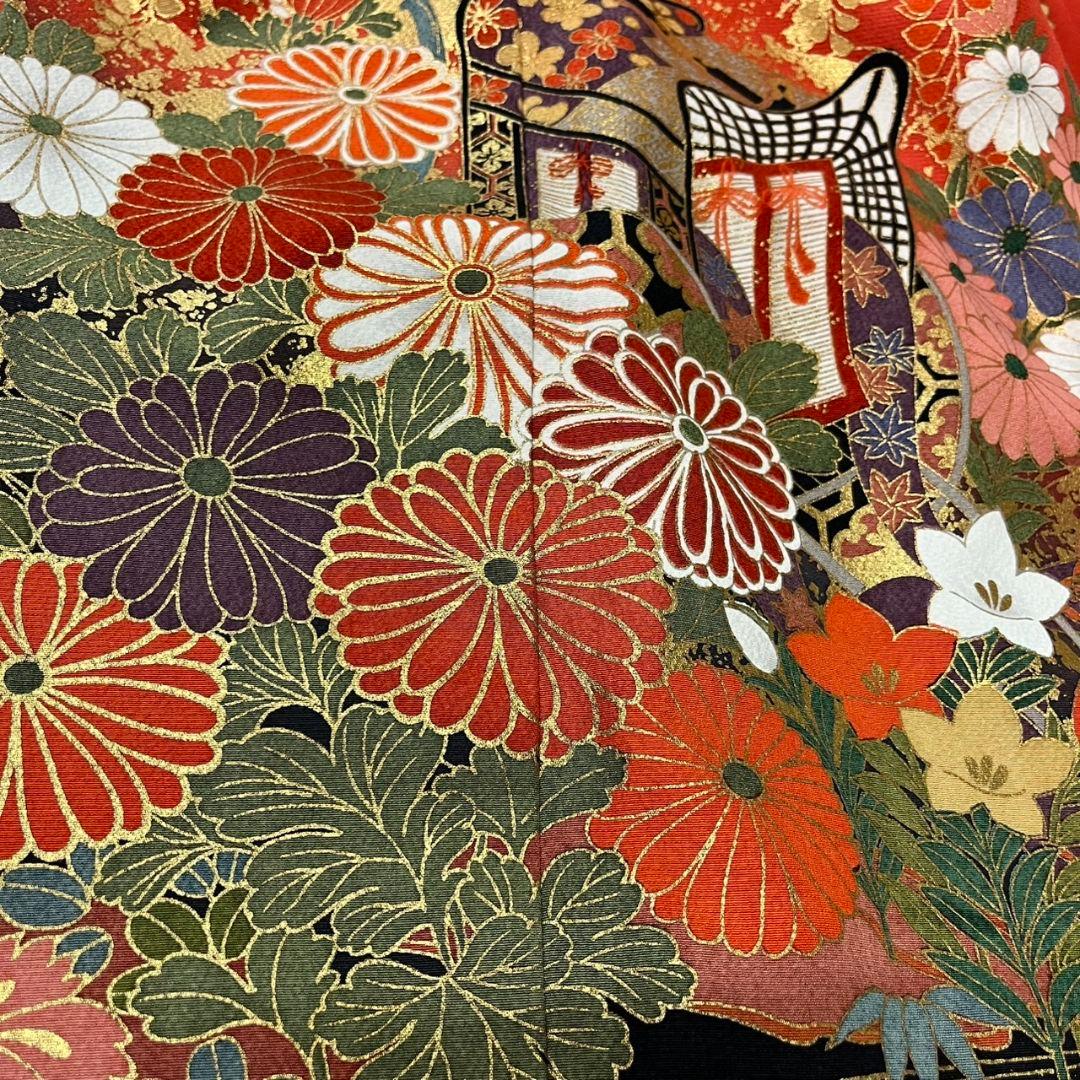 振袖フルセット(7点)・成人式・古典柄・金彩加工・胴裏正絹・高級手縫い・逸品