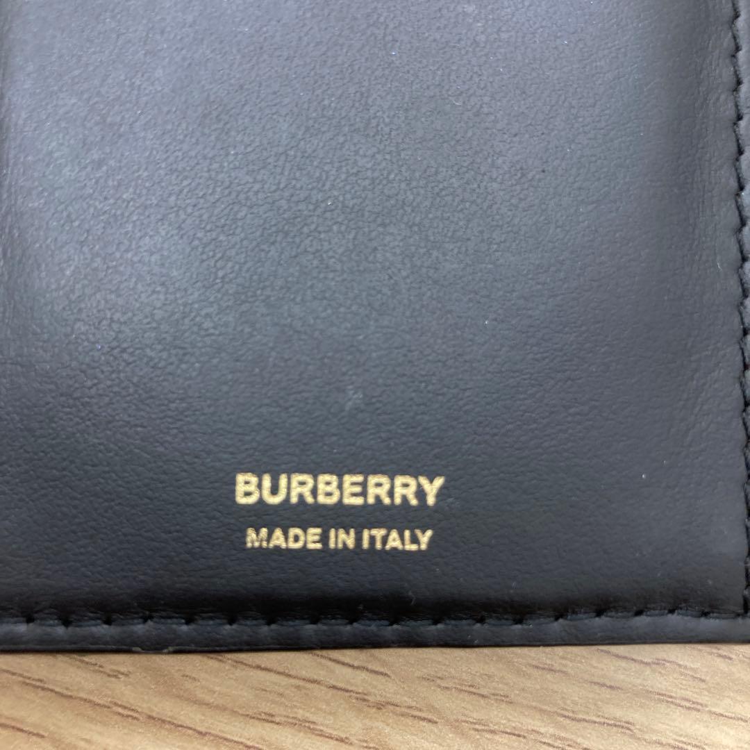 バーバリー TBロゴ キルティング 三つ折り財布 ブラック