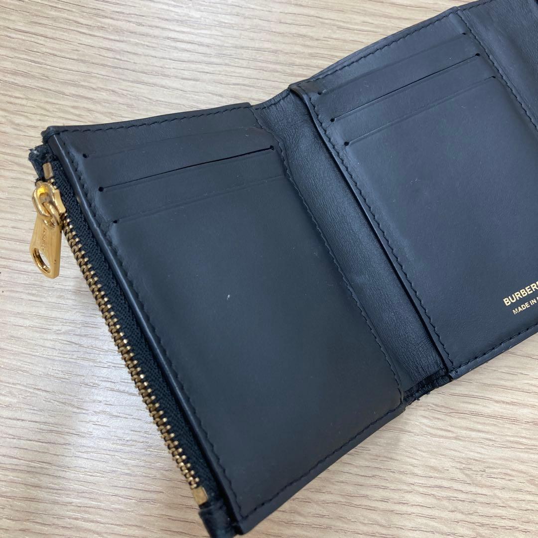 バーバリー TBロゴ キルティング 三つ折り財布 ブラック