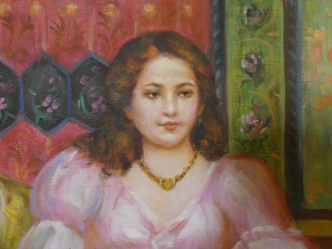 油絵　額付き　中山忠彦　F8 【　憩　】手描き　肉筆