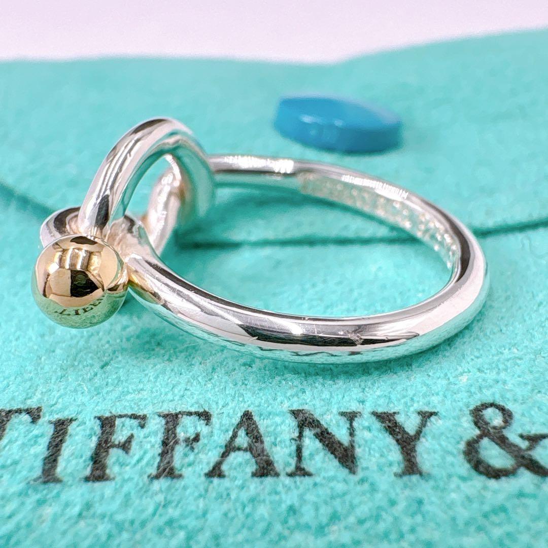 極美品 オールドティファニー ラブノット コンビ リング 7号 シルバー k18