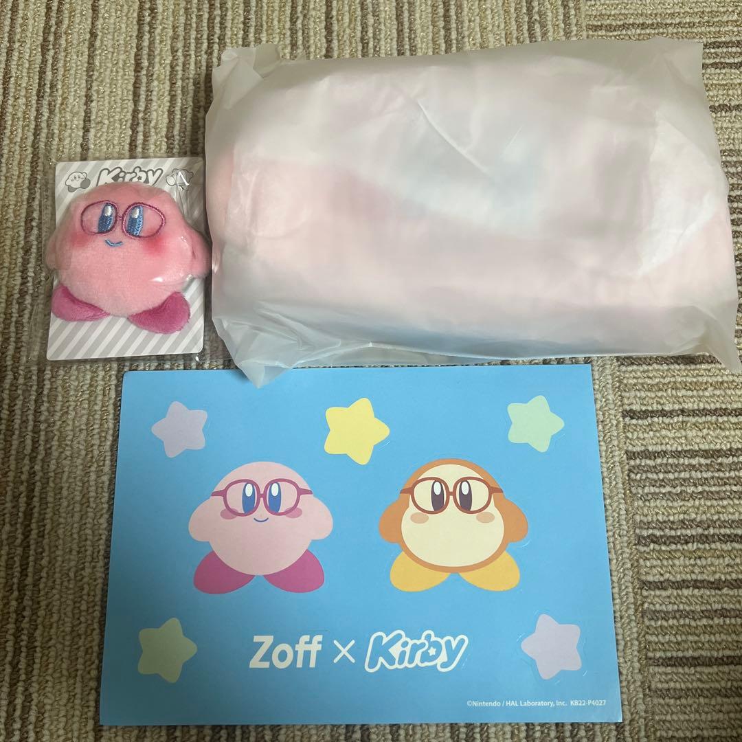 【匿名配送】Zoff × Kirby コラボ商品 ぬいぐるみ　ポーチ　ステッカー