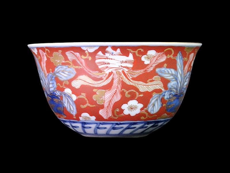 大聖寺伊万里　金襴手　梅に柘榴　蕪の図　向付　E049AS-CWs