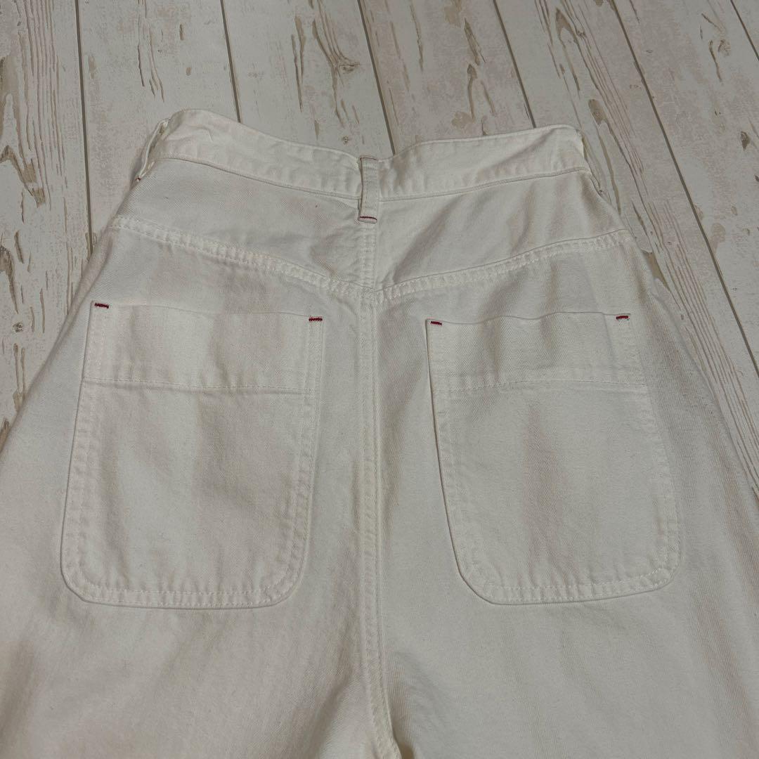 nagonstans☆赤ステッチ☆タック入り☆ハイウエスト☆カーヴィデニムパンツ