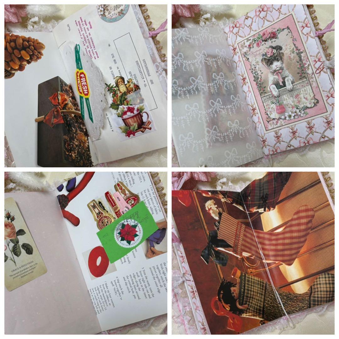 薔薇とレースのジャンクジャーナル・雑記帳　ピンクのMerry christmas