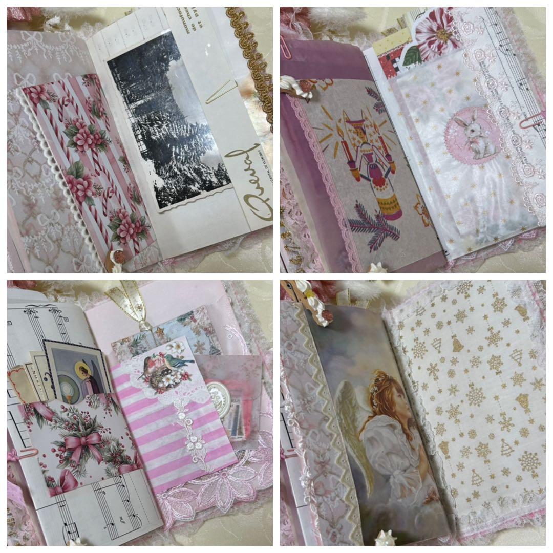 薔薇とレースのジャンクジャーナル・雑記帳　ピンクのMerry christmas