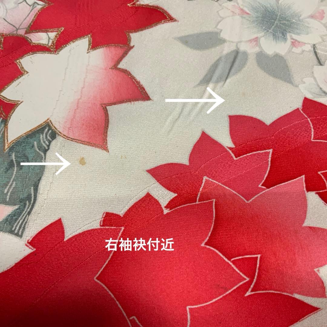 【トールサイズ】　金駒刺繍に刺繍　楓文様　振り袖　単品(正絹) No.C05