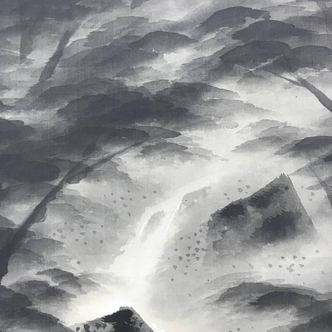 【真作】四田観水/山渓図/山水図/掛軸/名家伝来/AC-417