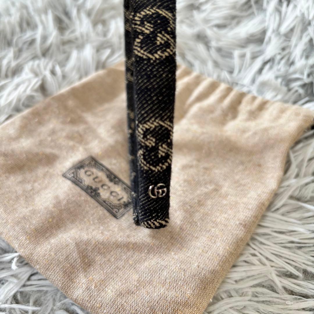 【美品】GUCCI デニムヘアバンド カチューシャ652835