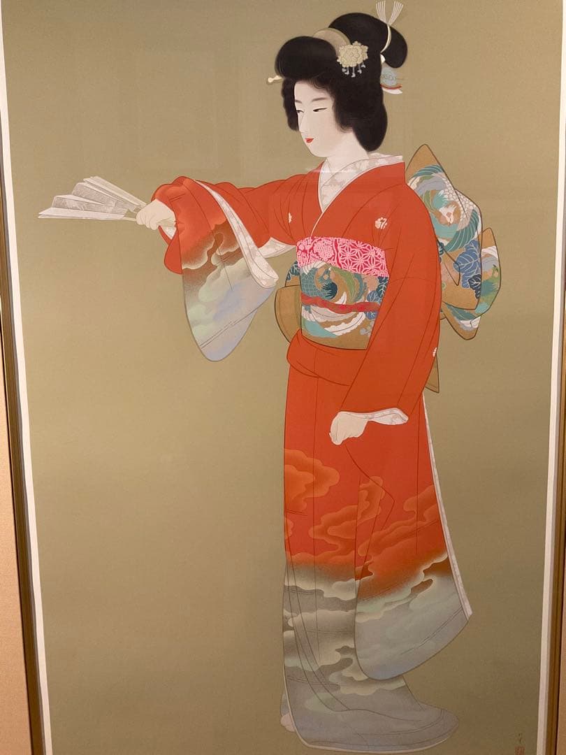 上村松園　「序の舞」　シルクスクリーン　落款・エディション・作品証明シール有り