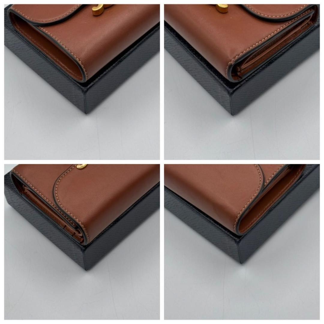 美品 セリーヌ 財布 トリオンフ スモールフラップウォレット ブラウン
