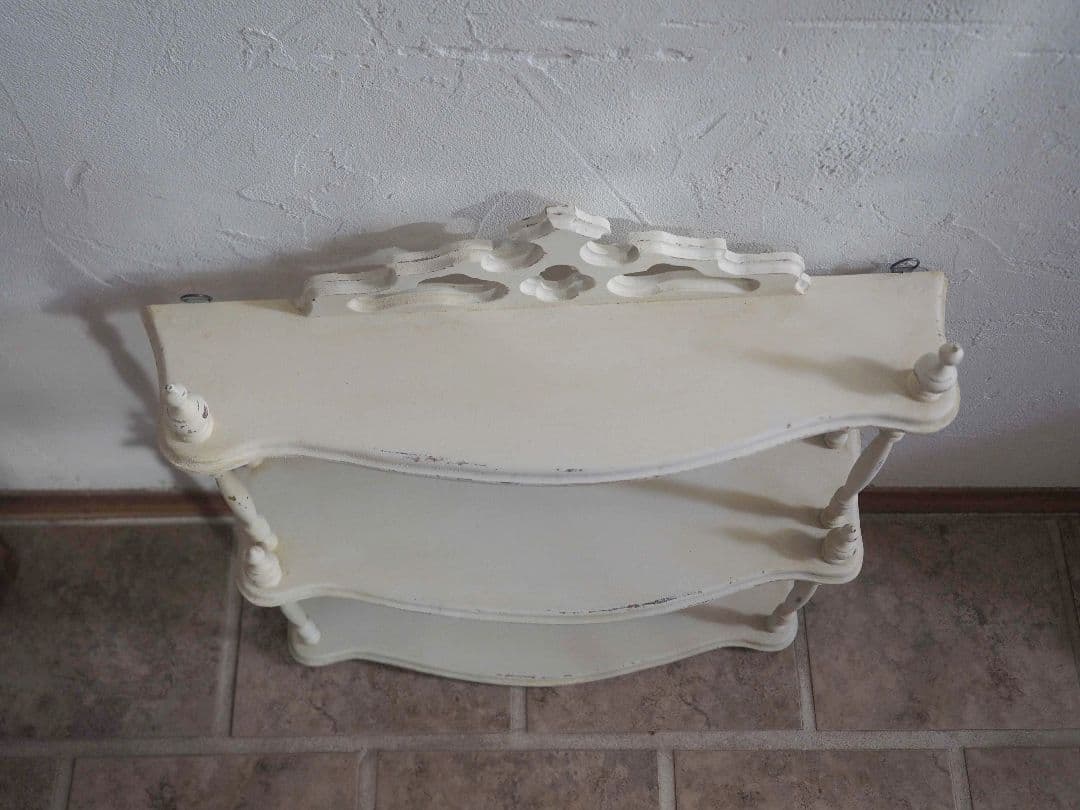 フランス　アンティーク　シェルフ　 木製 3段シェルフ　ウォールシェルフ　棚