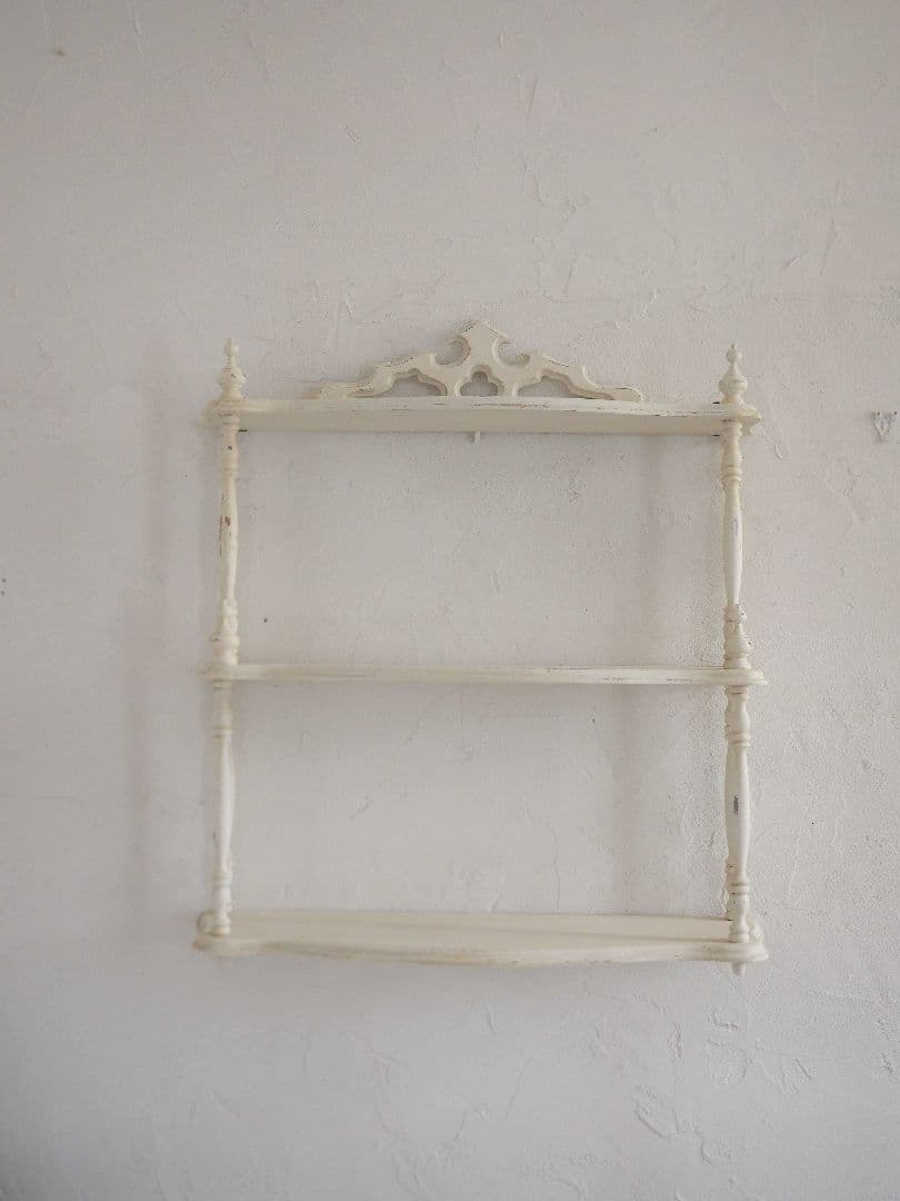 フランス　アンティーク　シェルフ　 木製 3段シェルフ　ウォールシェルフ　棚