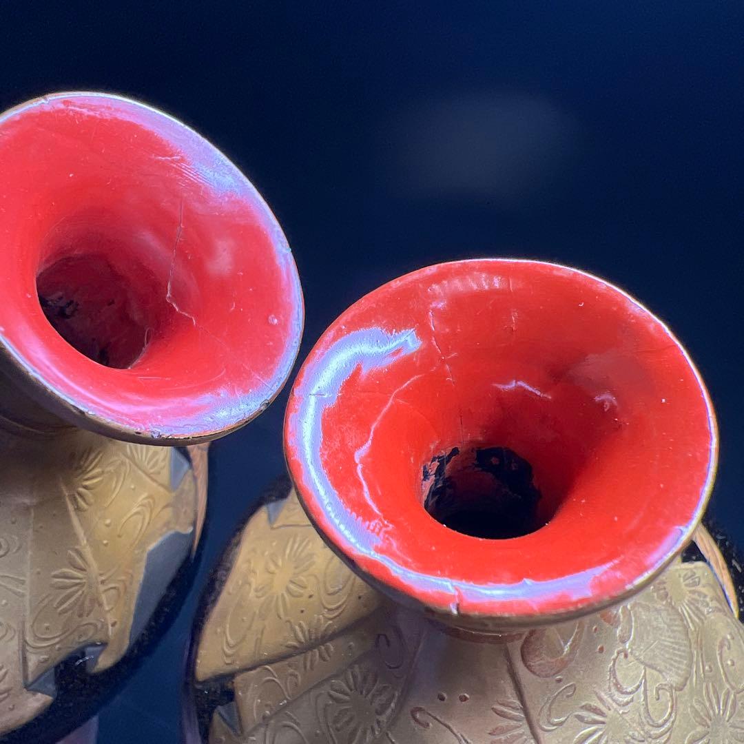 時代　極上手　蒔絵酒瓶子一対　木箱付　高さ約21㎝　東Y7-1125☆2Fトコニ