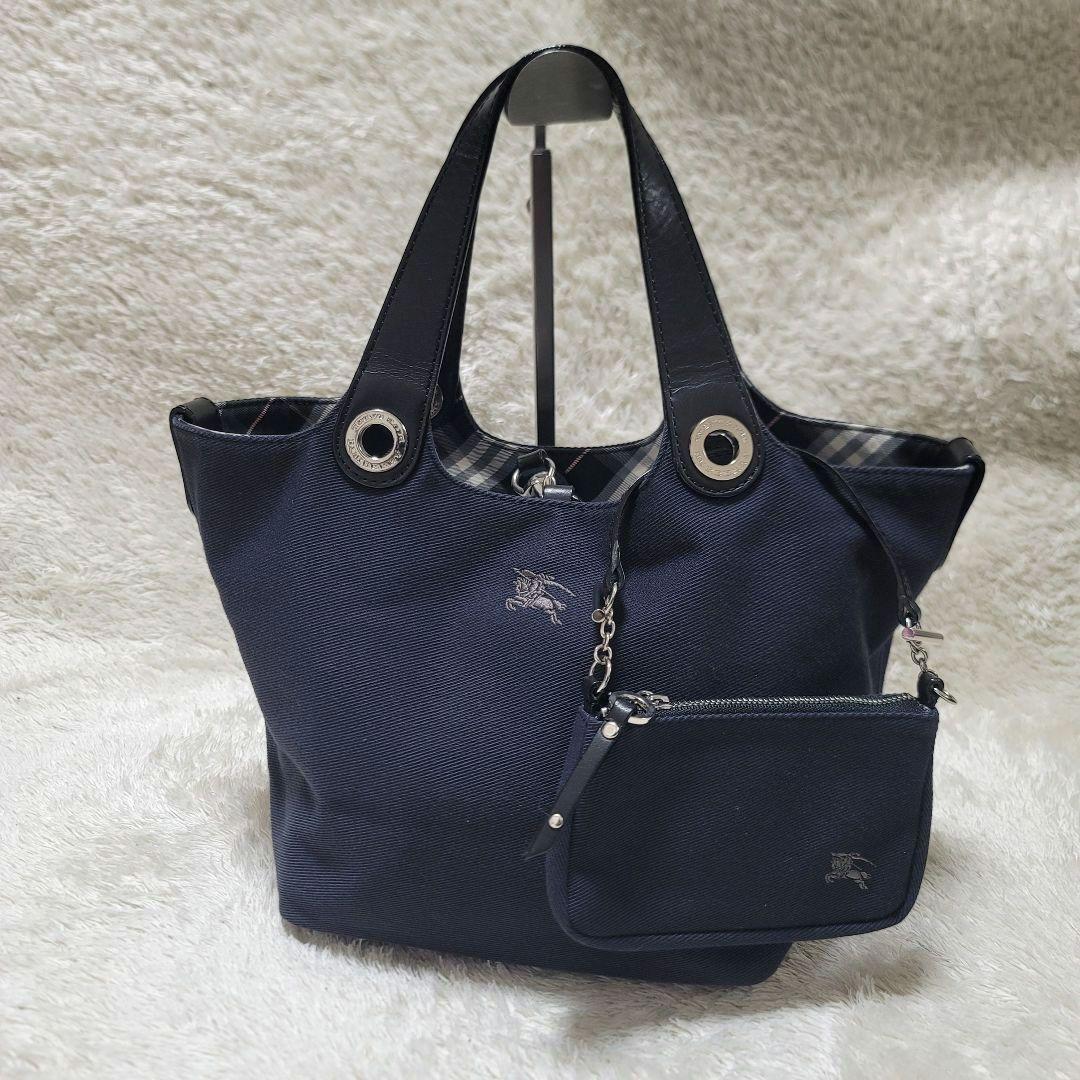 極美品✨バーバリーブルーレーベル リバーシブル ハンドバッグ ノバチェック 舟形