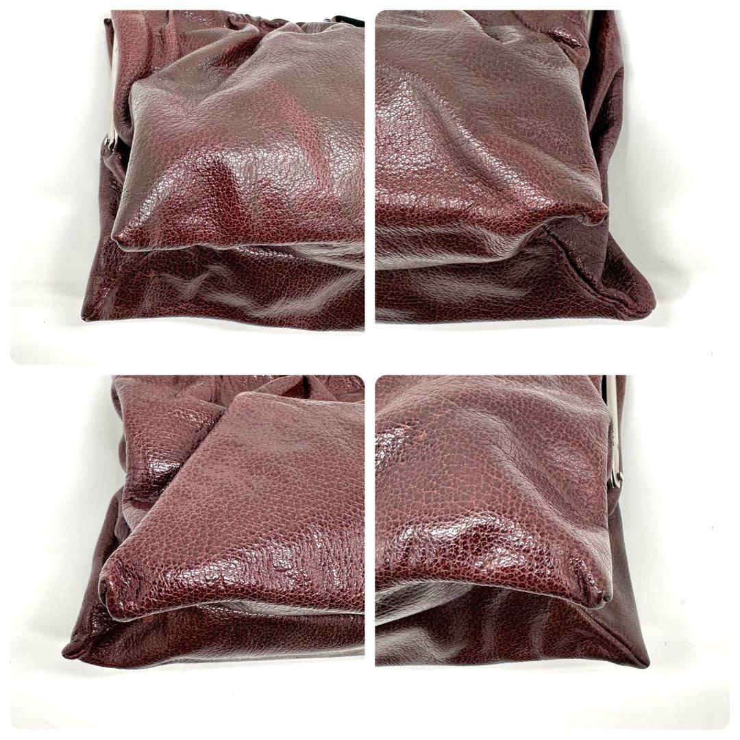 MARNI がま口 ハンドバッグ シボ革 ダークブラウン×ブラック 上品 モダン