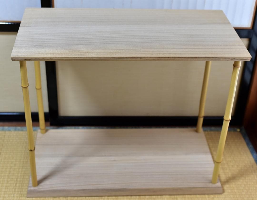 竹台子、組立式【極上品】飾り棚お茶道具／共箱