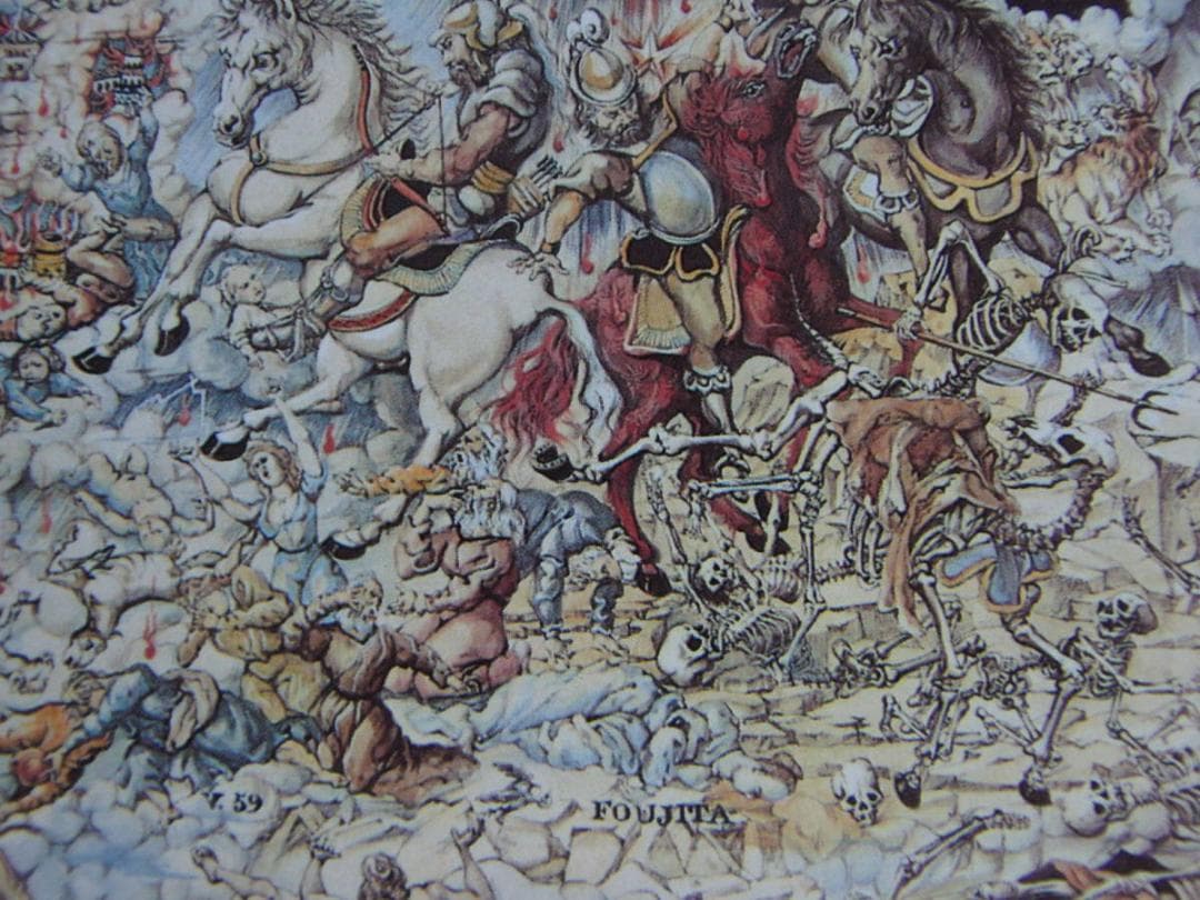 藤田嗣治、「Les Quatre Cavaliers」、希少画集の額装画