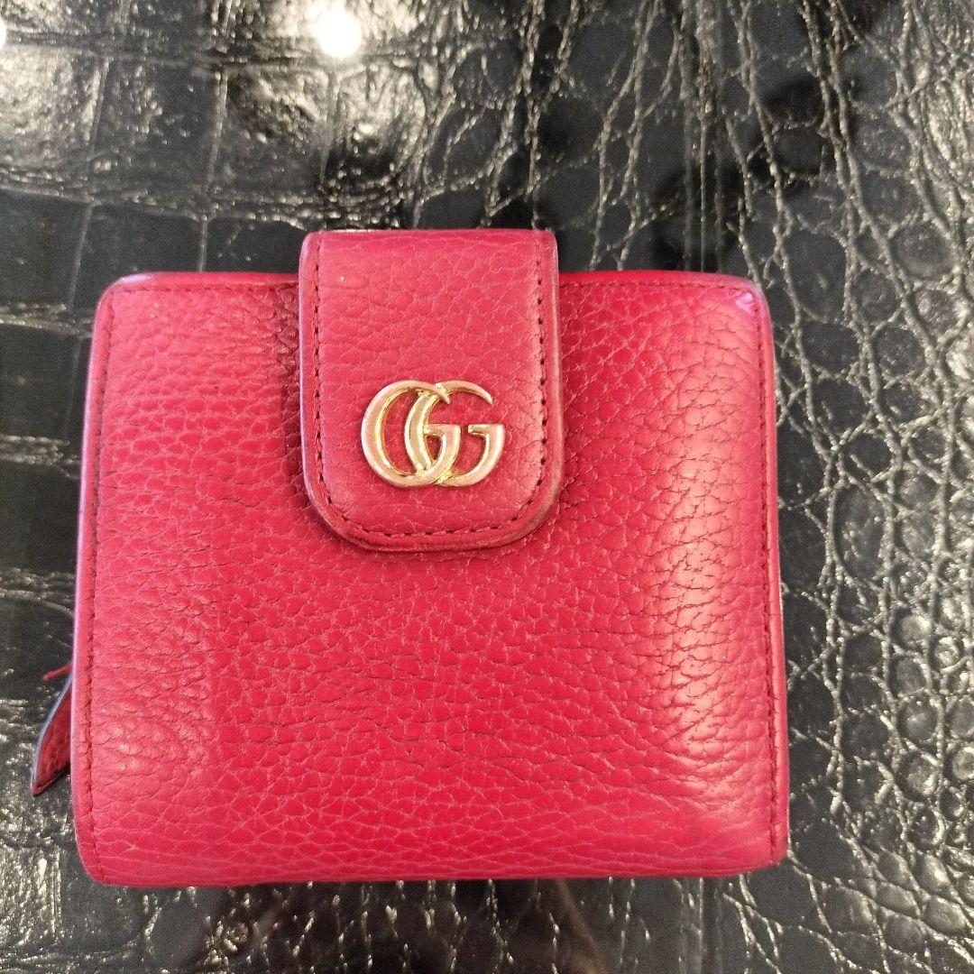GUCCI GUCCI GG マーモント コンパクトウォレット レッド