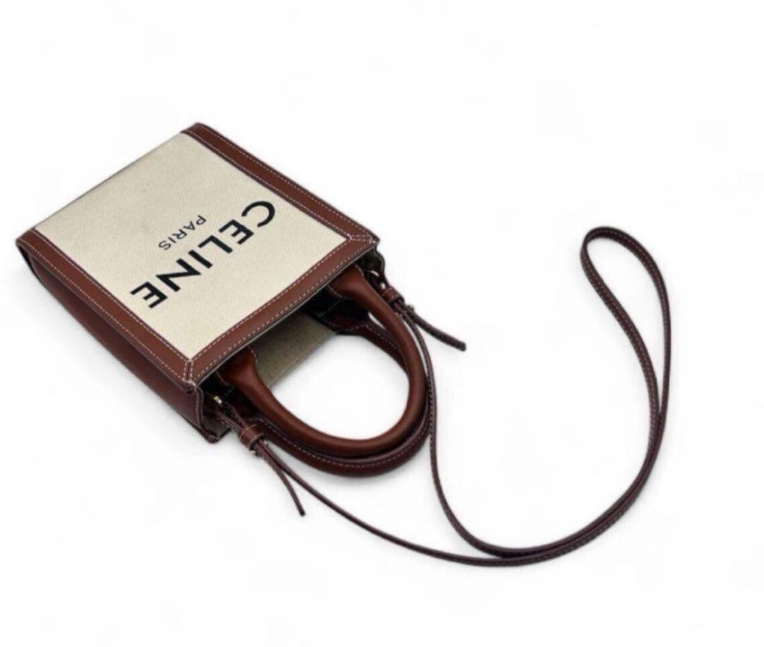 CELINE ミニ バーティカル カバ キャンバス 2WAY ハンドバッグ