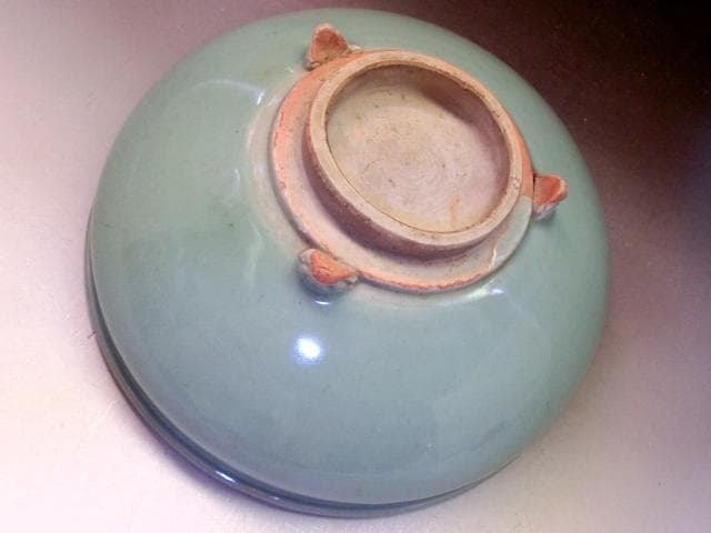 鉢■青磁の鉢 三つ足 灰器 平鉢 古玩 唐物 中国 古美術 時代物 骨董品■